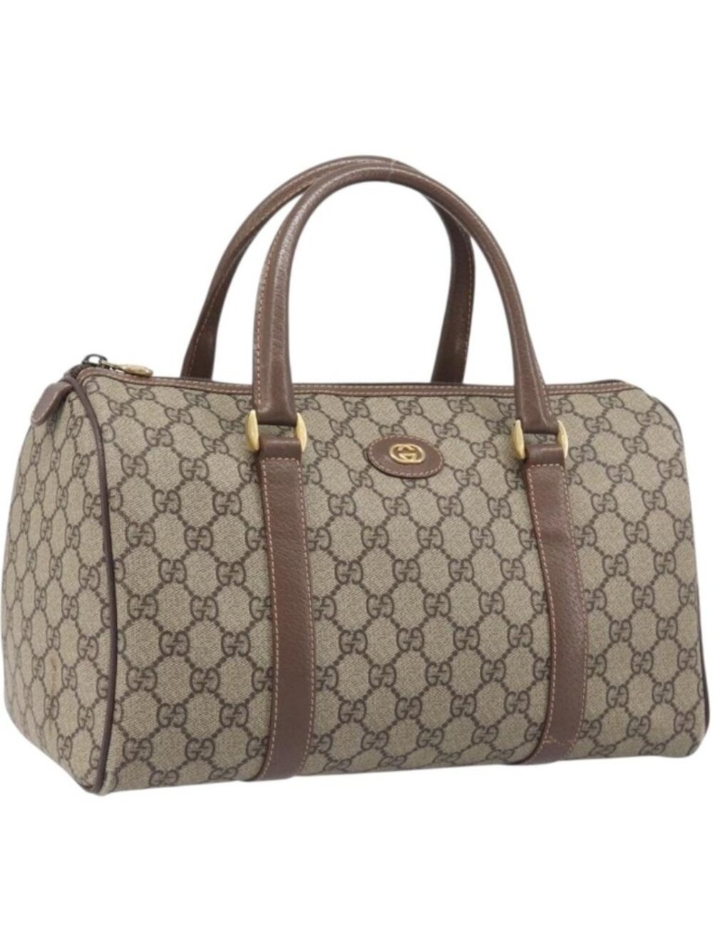 GUCCI GG Supreme Boston Bag PVC Beige Gold 001 39 6842